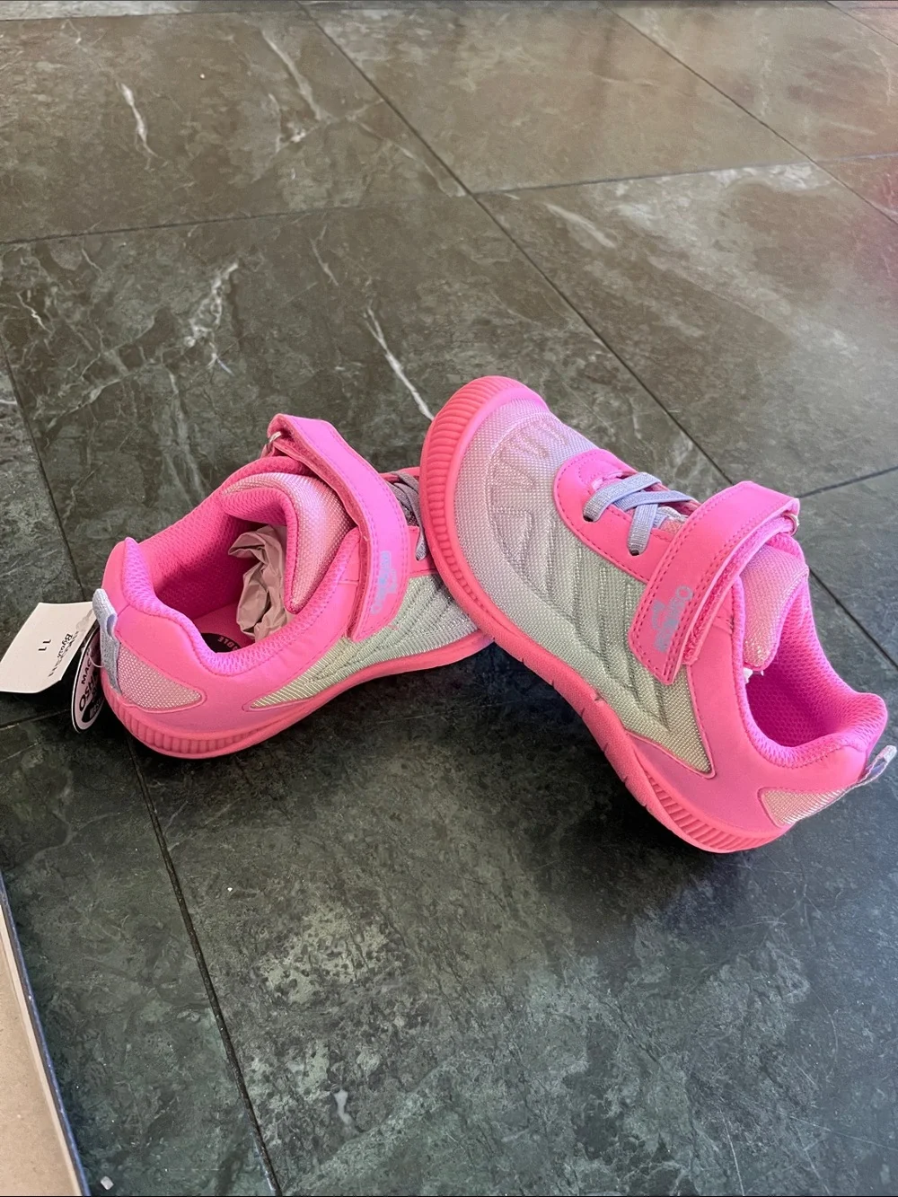 OshKosh B'gosh Bright Pink and Silver Hook-and-Loop Sneakers